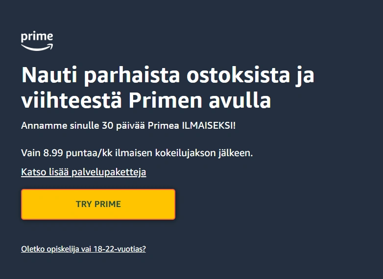 amazon prime video tarjous