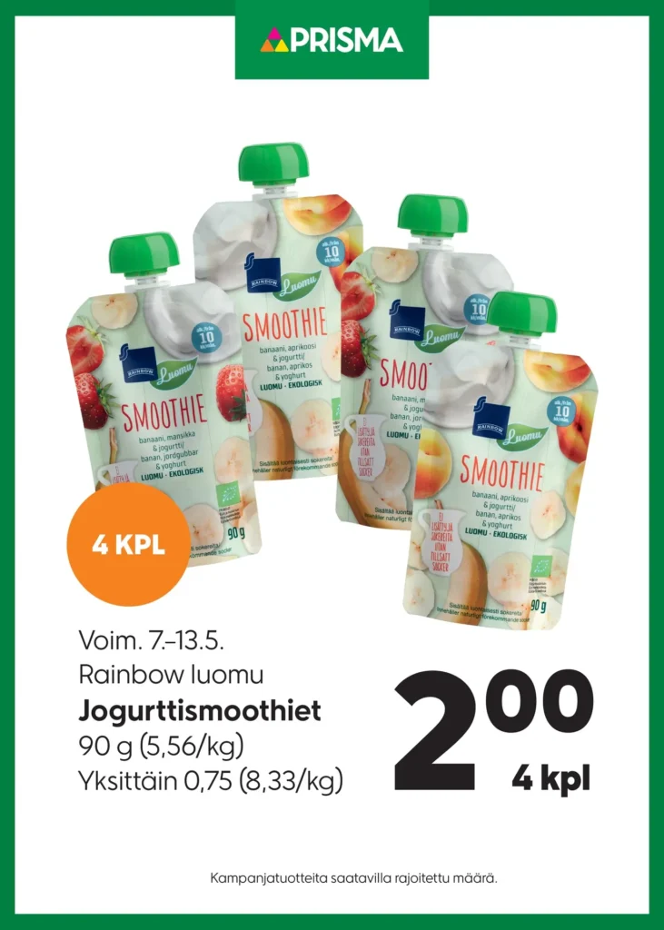 Prisma jogurttismoothie 7.5-13.5.2025