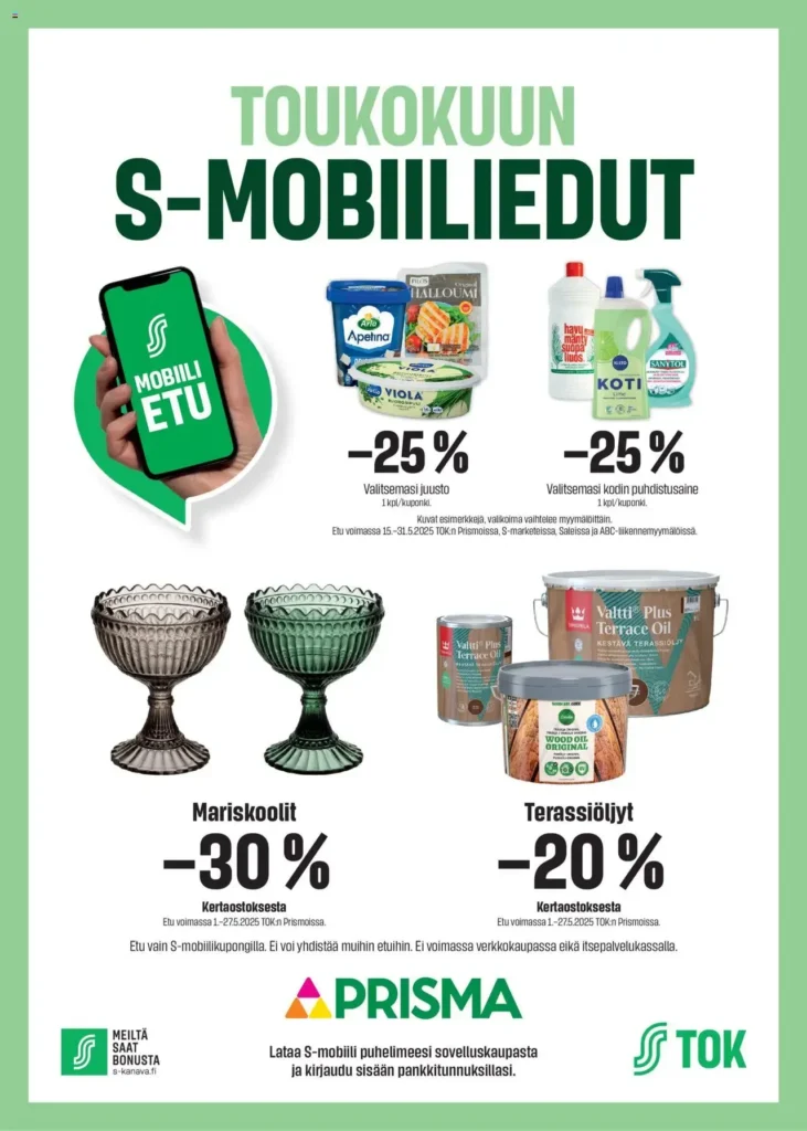 prisma toukokuun s-mobiiliedut tarjoukset voimassa 31.5.2025